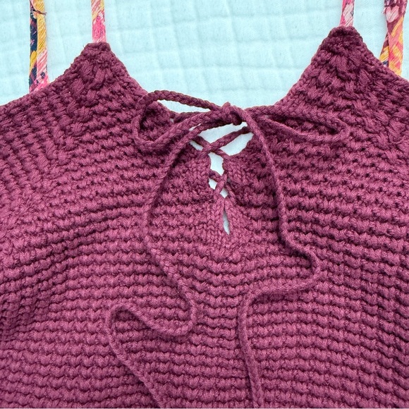 NWT Xhiliration crochet flowy burgundy red overlay maxi boho dress sz Med - Picture 4 of 16